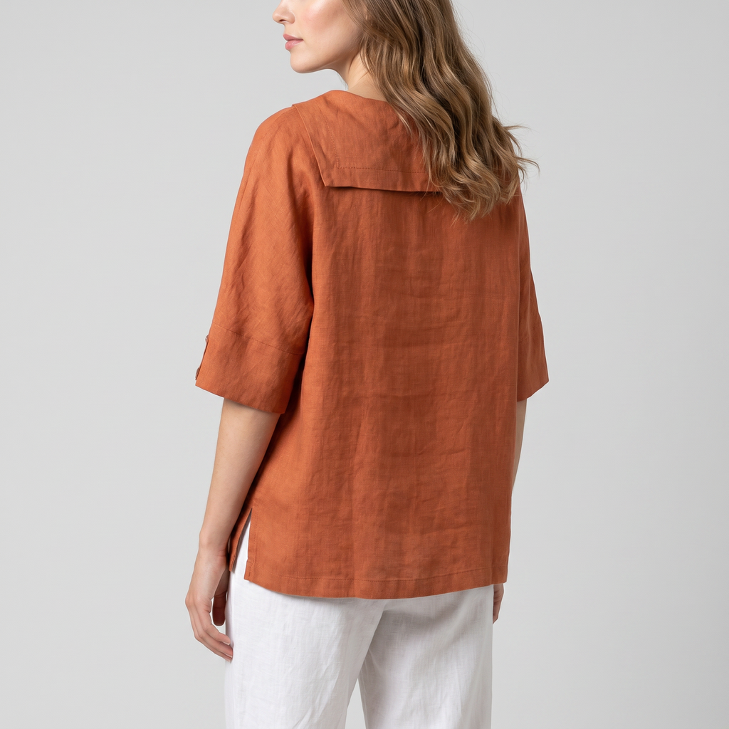 Blouse met V-hals, kraag en losvallende pasvorm voor dames