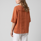 Blouse met V-hals, kraag en losvallende pasvorm voor dames