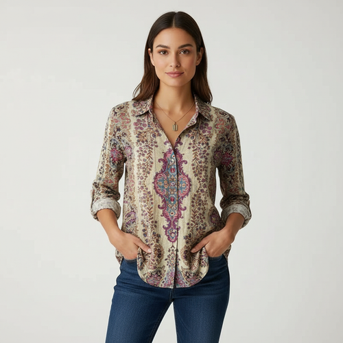 Blouse met vintage bloemenprint