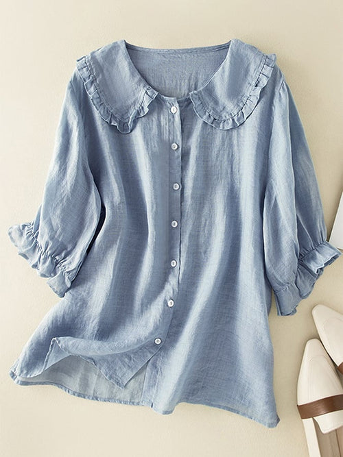 Blouse met volantkraag en ruches