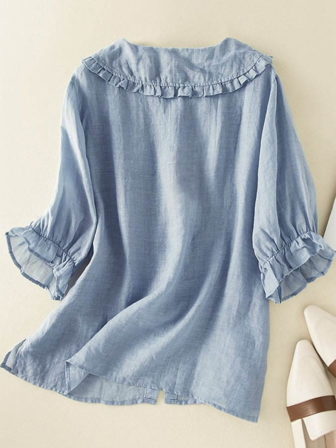Blouse met volantkraag en ruches