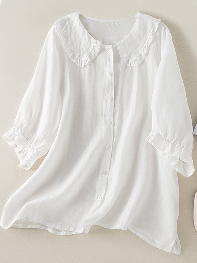 Blouse met volantkraag en ruches