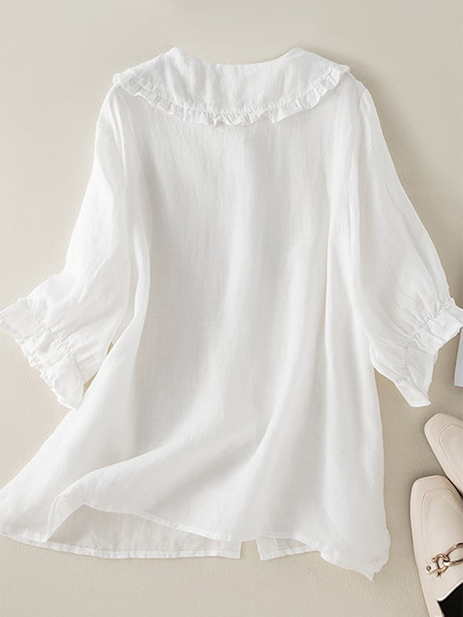 Blouse met volantkraag en ruches