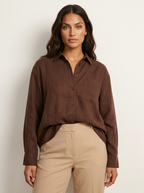 Blouse met oversized pasvorm en klassieke kraag voor dames in rood