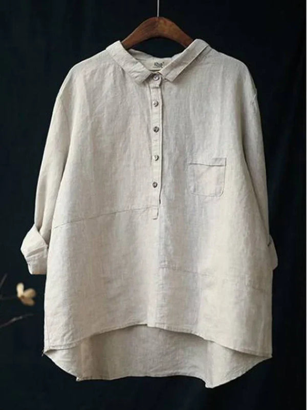 Blouse met oversized pasvorm en klassieke kraag voor dames