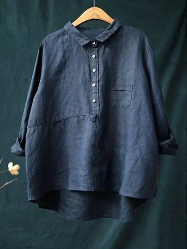 Blouse met oversized pasvorm en klassieke kraag voor dames