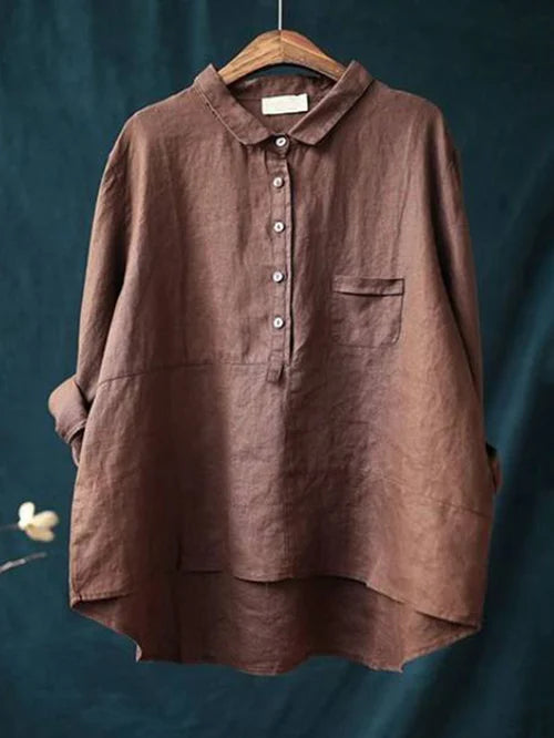 Blouse met oversized pasvorm en klassieke kraag voor dames