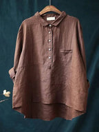 Blouse met oversized pasvorm en klassieke kraag voor dames