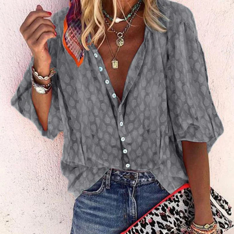 Blouse met subtiele print en losvallende mouwen voor dames