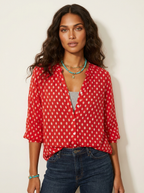 Blouse met subtiele print en losvallende mouwen voor dames