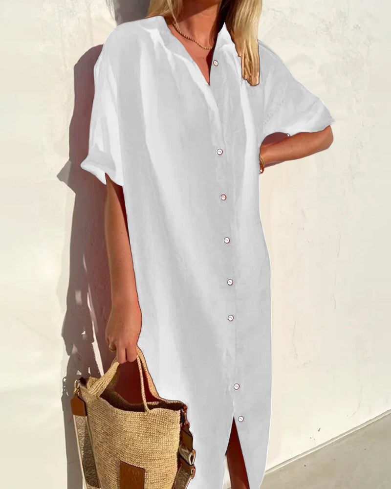 Blousejurk met korte mouwen en losvallend silhouet voor dames