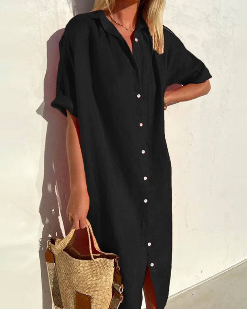 Blousejurk met korte mouwen en losvallend silhouet voor dames