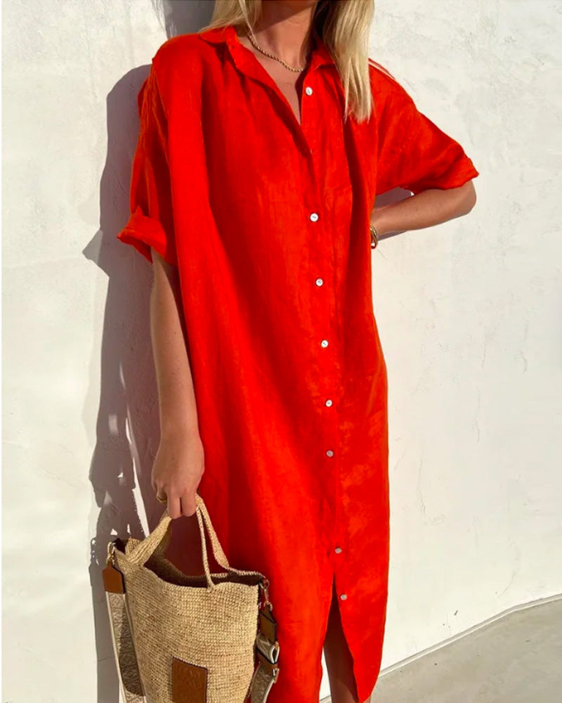 Blousejurk met korte mouwen en losvallend silhouet voor dames