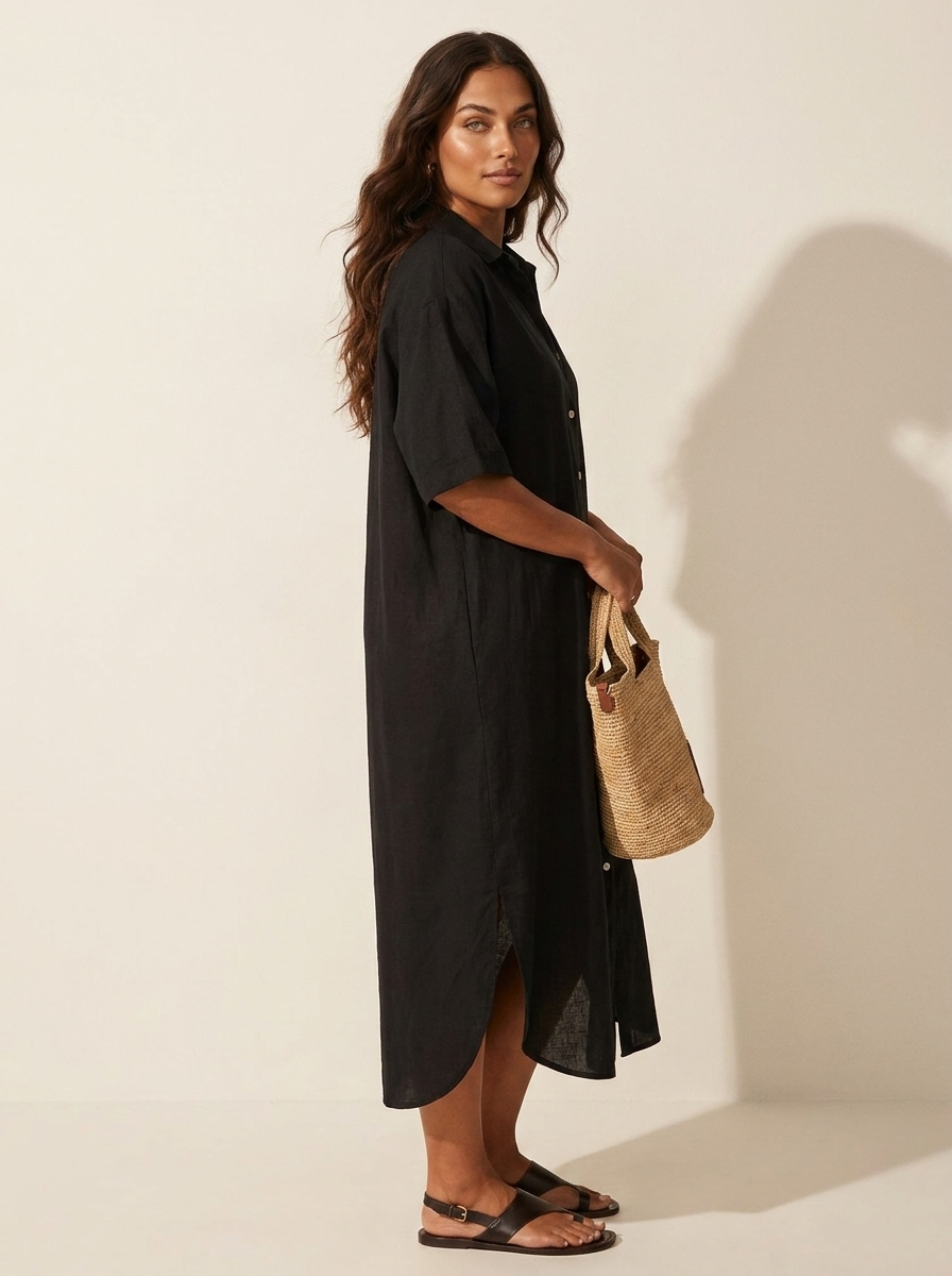 Blousejurk met korte mouwen en losvallend silhouet voor dames