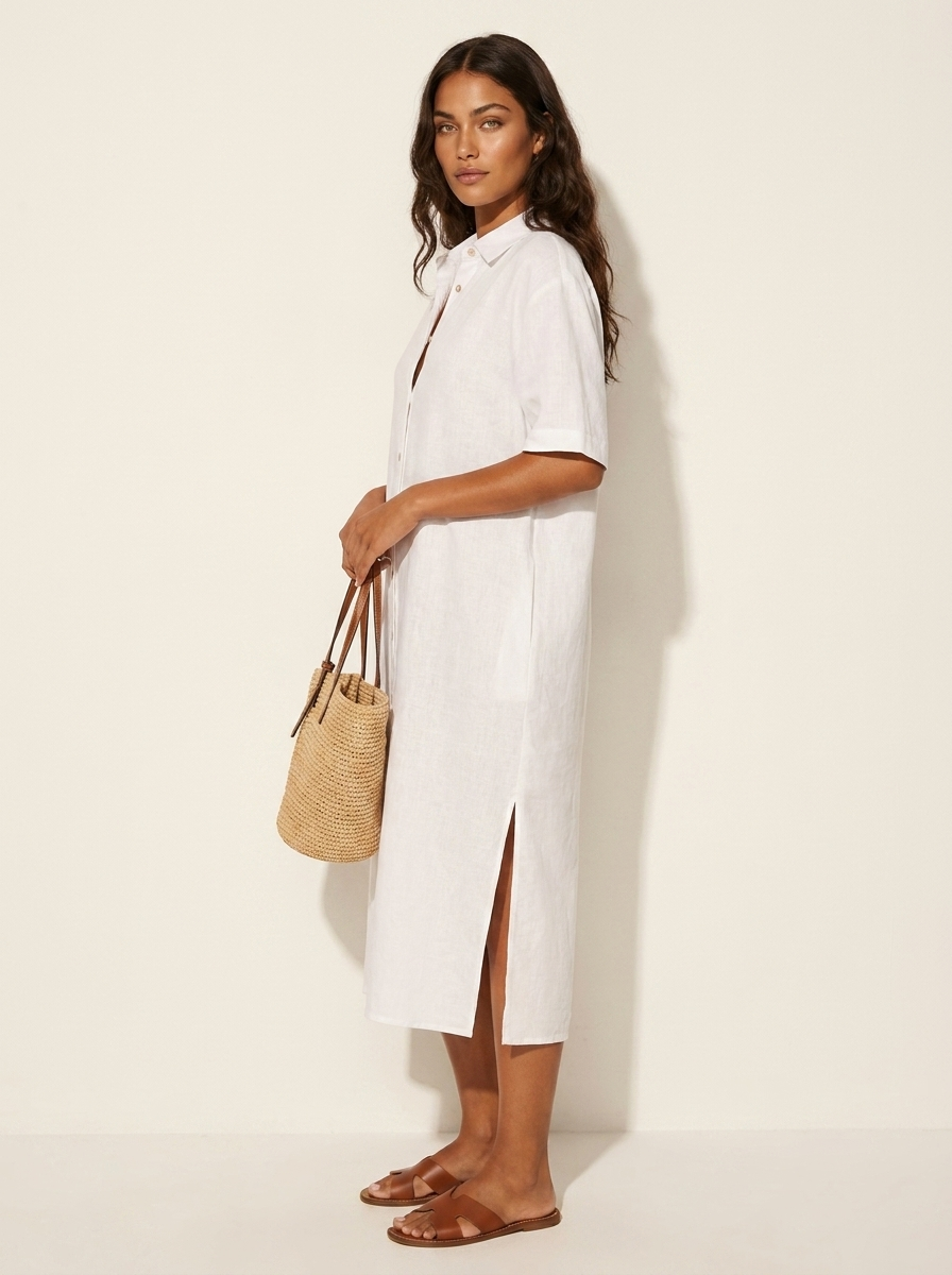 Blousejurk met korte mouwen en losvallend silhouet voor dames