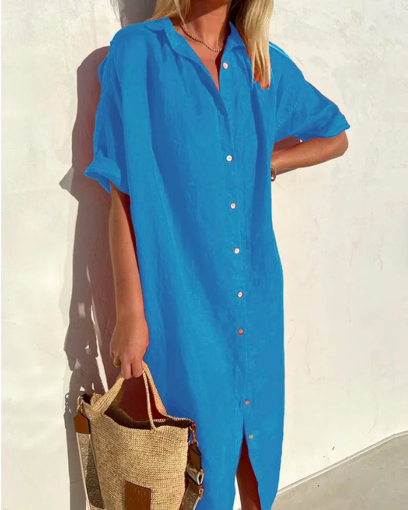 Blousejurk met korte mouwen en losvallend silhouet voor dames