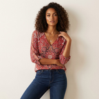 Bohemian blouse met paisleyprint in rood