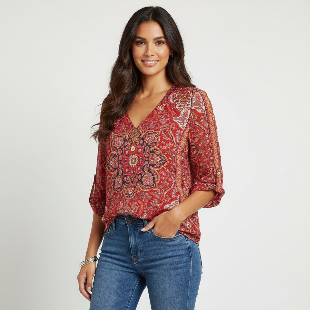 Bohemian blouse met paisleyprint