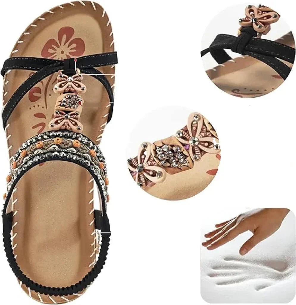 Bohemian sandalen met kralen en hangers