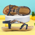 Bohemian sandalen met kralen en hangers in kobalt blauw