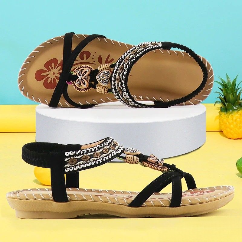 Bohemian sandalen met kralen en hangers