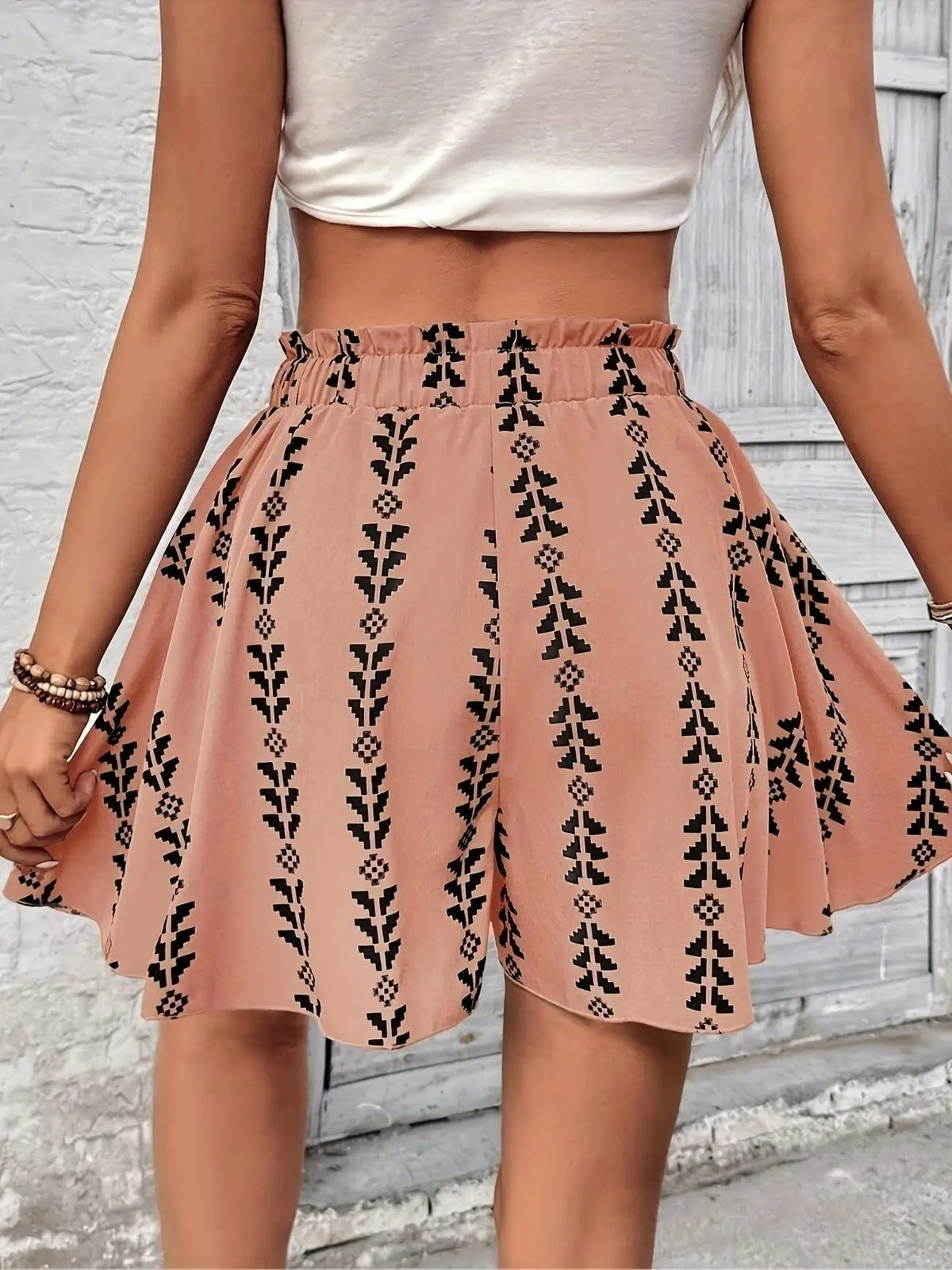 Boho short met hoge taille en print voor dames