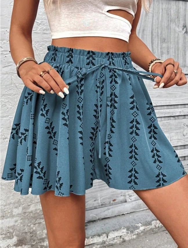 Boho short met hoge taille en print voor dames
