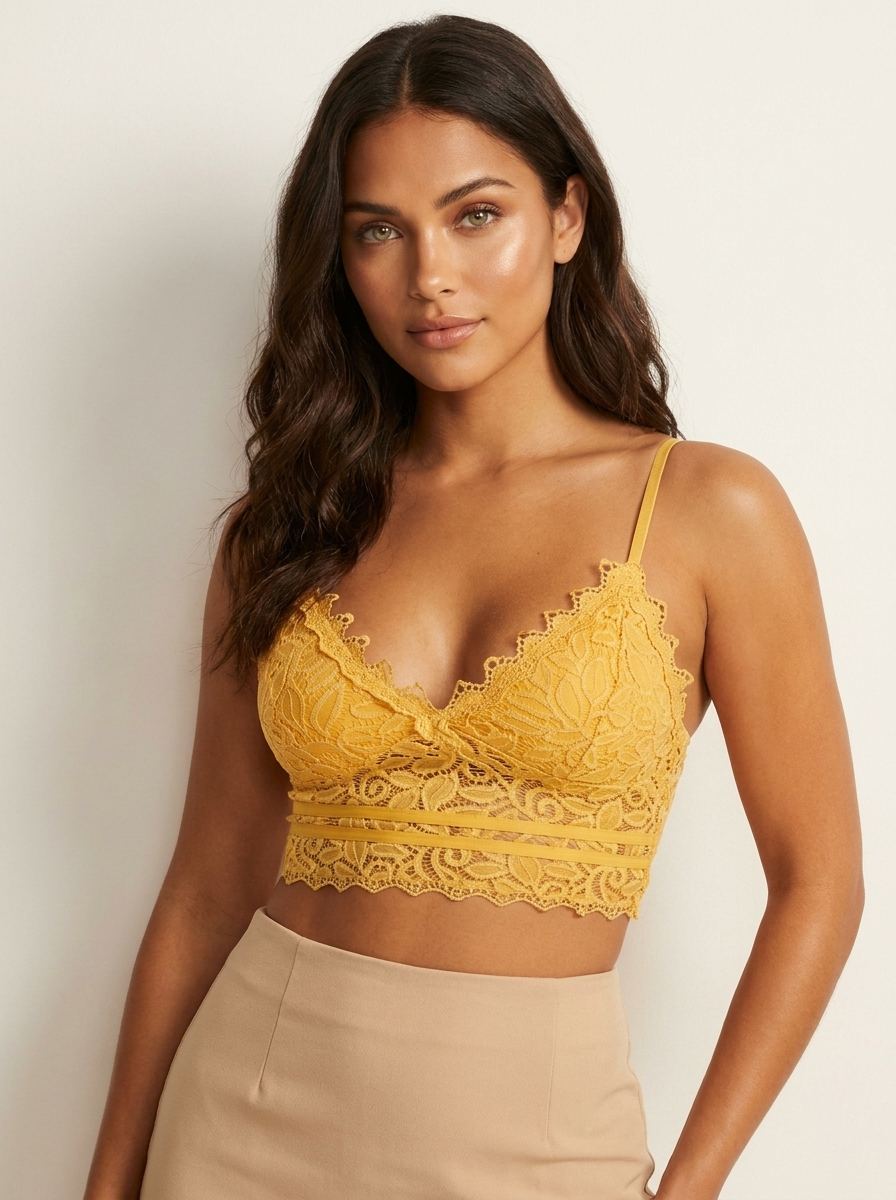 Bralette top met kant in geel