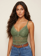 Bralette top met kant in groen