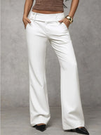 Broek met wijde pijpen en hoge taille voor dames in wit