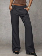 Broek met wijde pijpen en hoge taille voor dames in donkergrijs