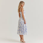 Bustier midi jurk met bloemenprint en split