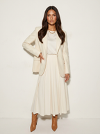 Cape jas met hoge kraag en ceintuur in de taille voor dames in beige