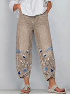 Casual broek met soepele pasvorm en tijdloos ontwerp voor dames in khaki