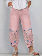 Casual broek met soepele pasvorm en tijdloos ontwerp voor dames in roze