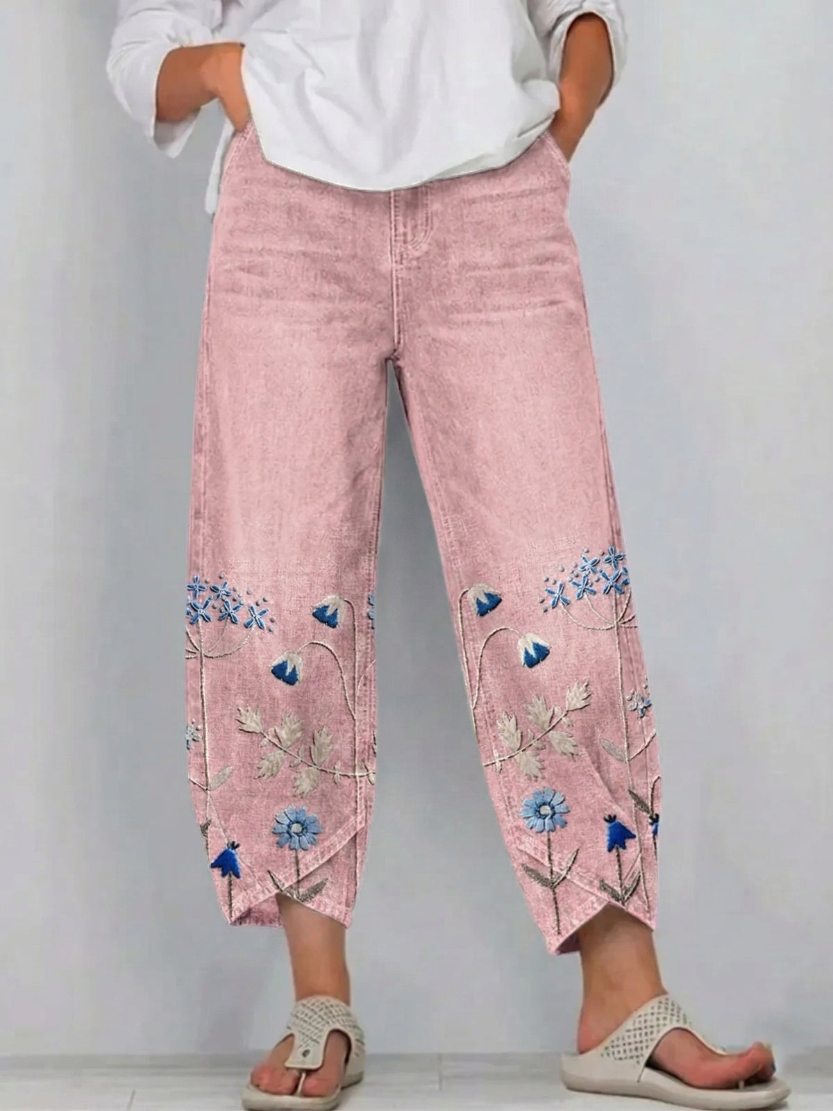 Casual broek met soepele pasvorm en tijdloos ontwerp voor dames in roze