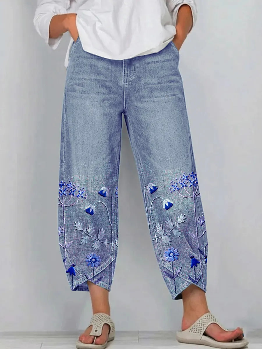 Casual broek met soepele pasvorm en tijdloos ontwerp voor dames in blauw