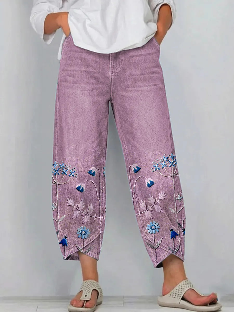 Casual broek met soepele pasvorm en tijdloos ontwerp voor dames in paars