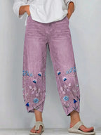 Casual broek met soepele pasvorm en tijdloos ontwerp voor dames in paars