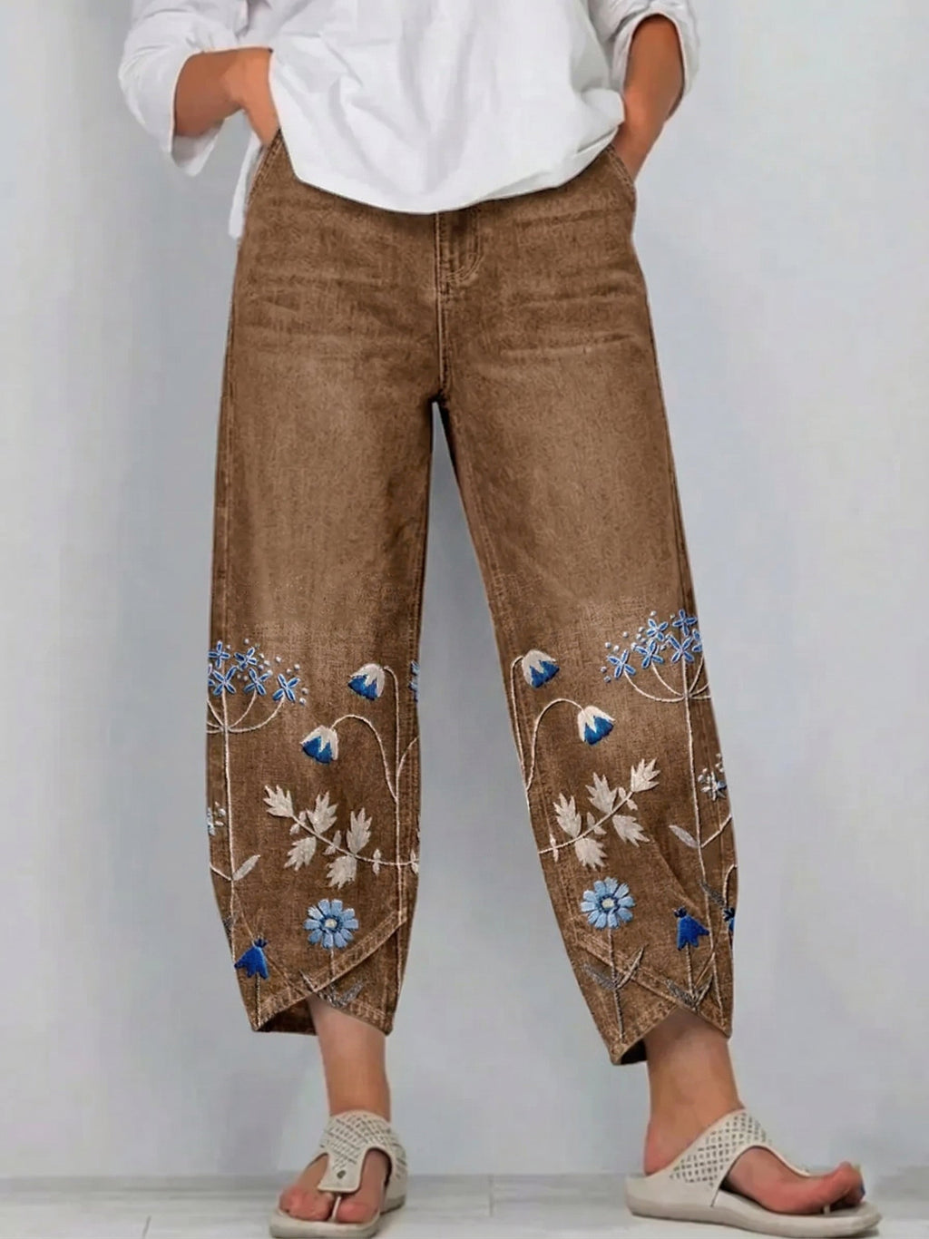 Casual broek met soepele pasvorm en tijdloos ontwerp voor dames in bruin