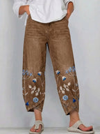 Casual broek met soepele pasvorm en tijdloos ontwerp voor dames in bruin