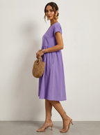 Casual midi jurk met zakken en korte mouwen