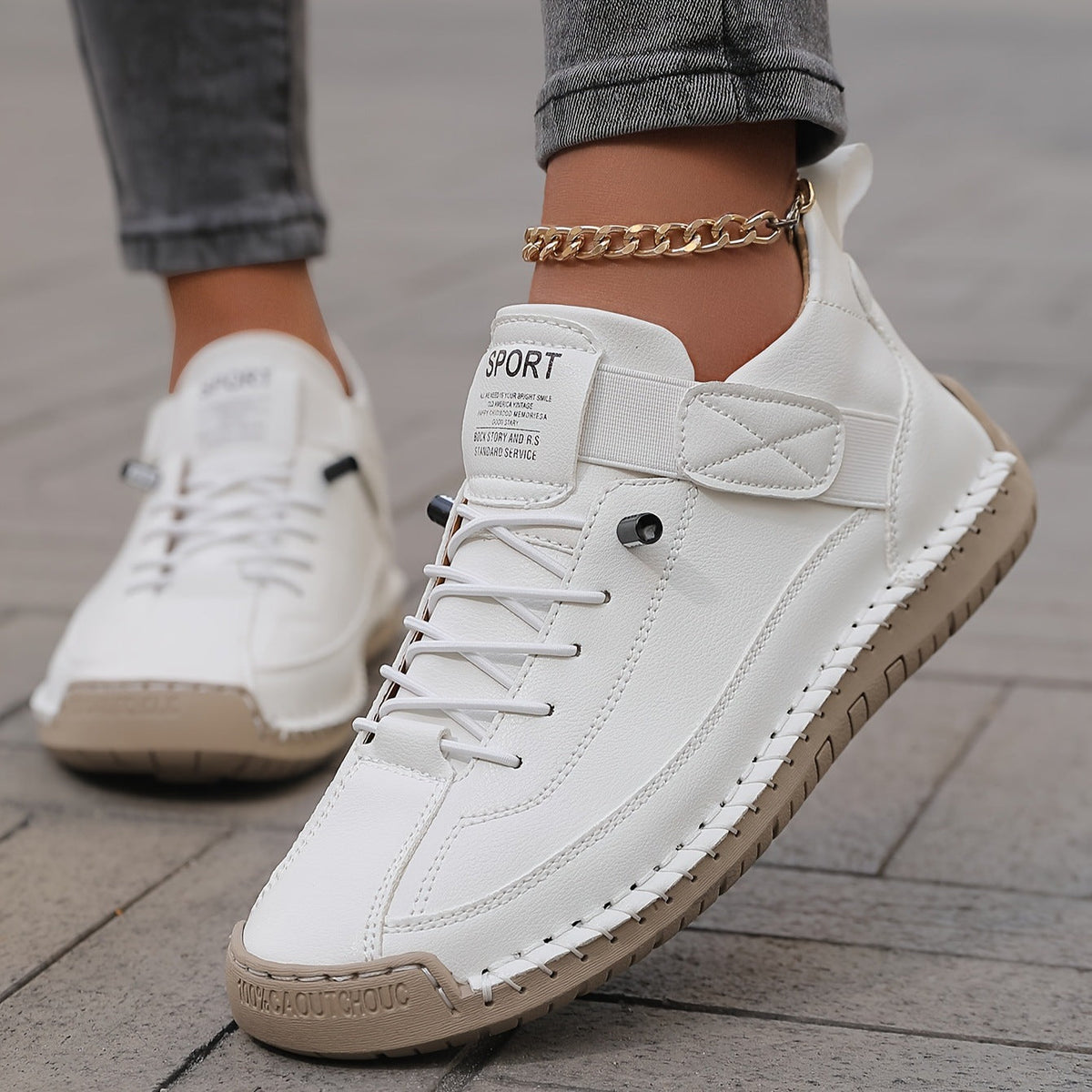 Casual sneakers met flexibele zool in wit