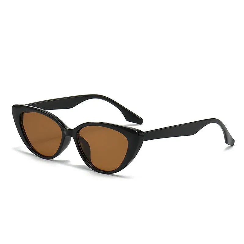 Cat eye zonnebril met lichtgewicht montuur voor dames in zwart bruin
