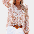 Chiffon blouse met bloemenprint en V-hals voor dames