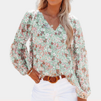 Chiffon blouse met bloemenprint en V-hals voor dames
