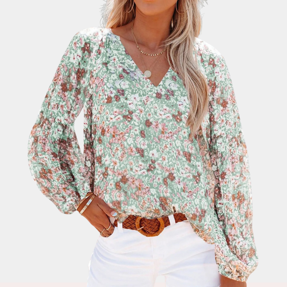 Chiffon blouse met bloemenprint en V-hals voor dames