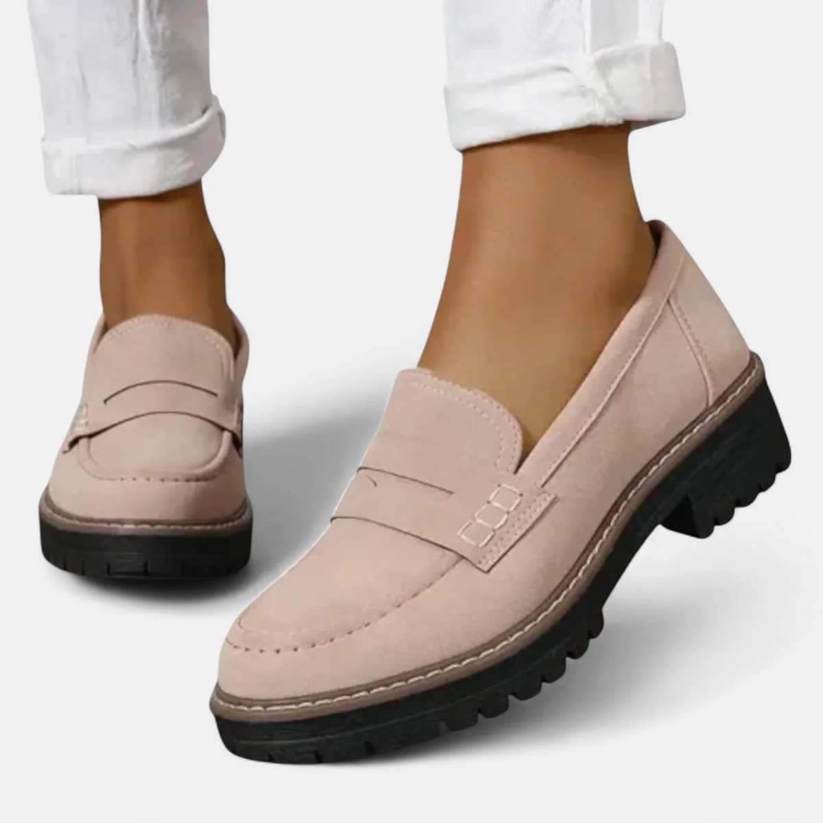 Chunky loafers met robuuste zool en comfortabele pasvorm in khaki