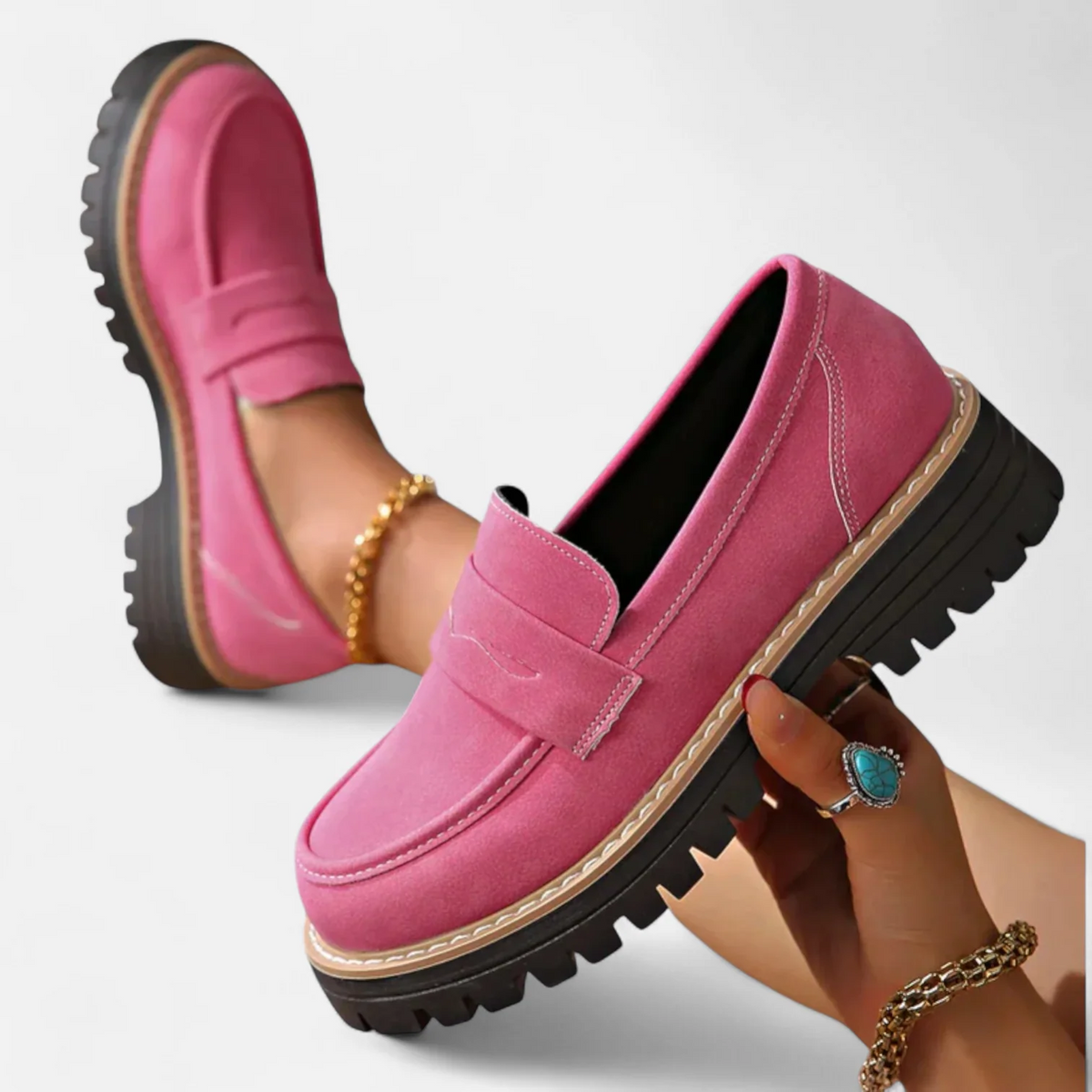 Chunky loafers met robuuste zool en comfortabele pasvorm in roze