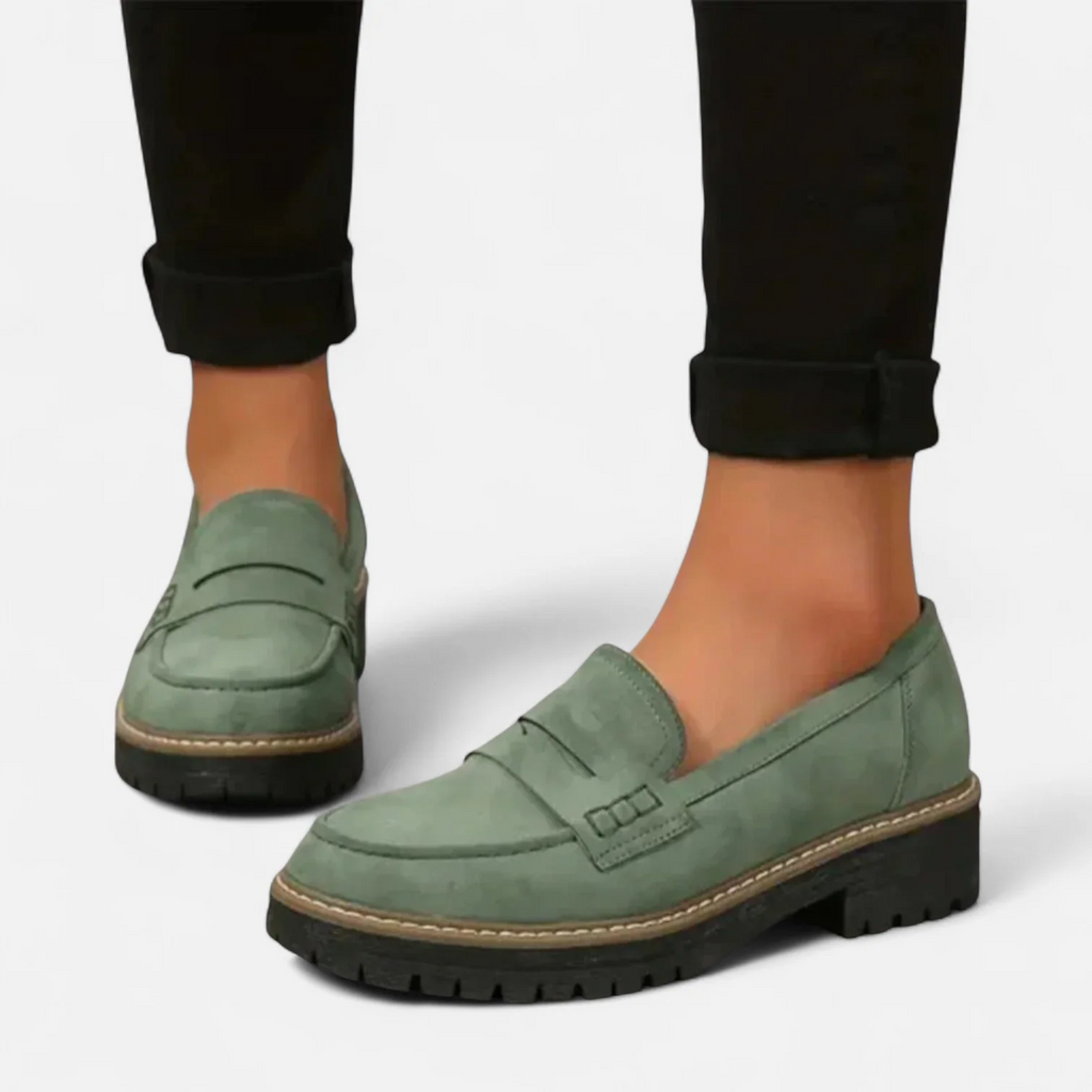 Chunky loafers met robuuste zool en comfortabele pasvorm in groen